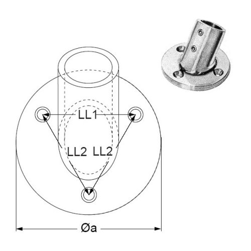 Rohrendbeschlag Edelstahl R 22 / 60
