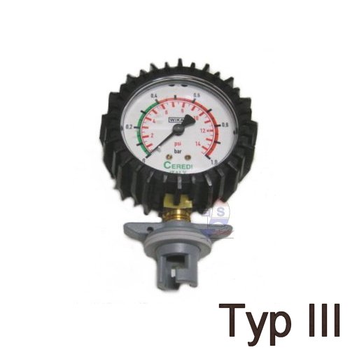 Manometer mit Knebel-Ventiladapter Typ III