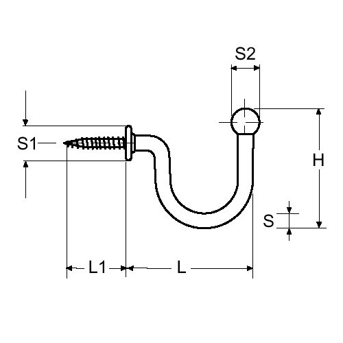 Tassenhaken gerade 22mm